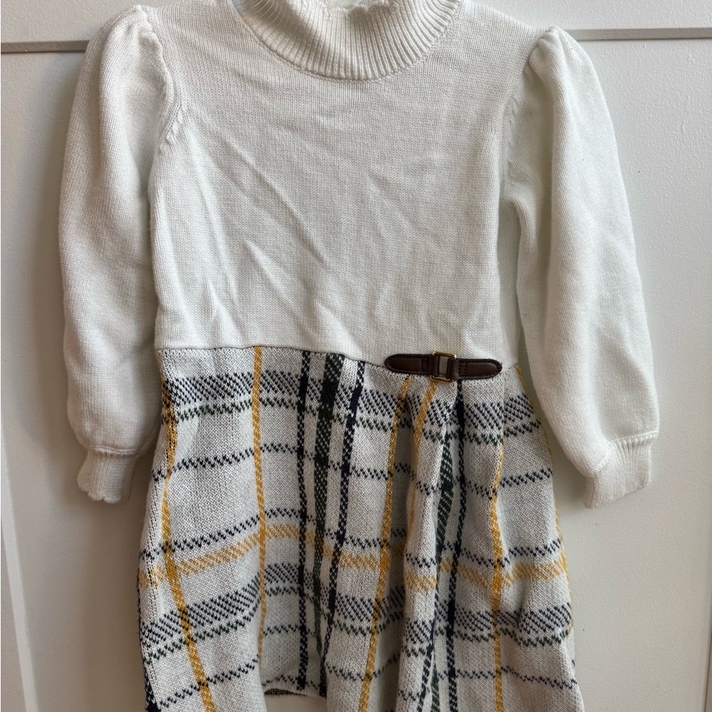 Janie and Jack White Plaid Knit Dress